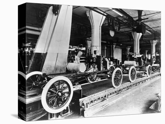 Model T Chassis in Highland Park Ford Plant-null-Stretched Canvas