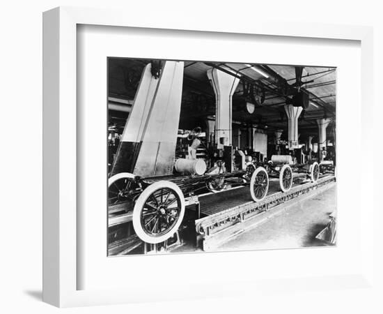 Model T Chassis in Highland Park Ford Plant-null-Framed Photographic Print