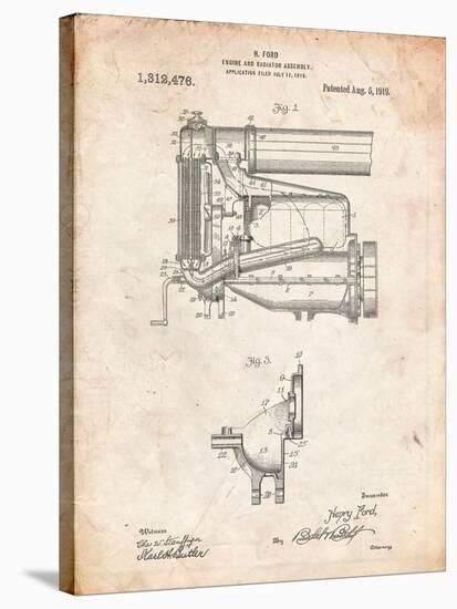 Model T Engine and Radiator Assembly-Cole Borders-Stretched Canvas