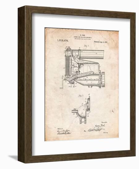 Model T Engine and Radiator Assembly-Cole Borders-Framed Art Print