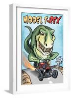 Model T-REX Dinosaur-Lantern Press-Framed Art Print