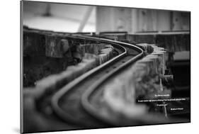 Model Train Tracks in Black and White with Robert Frost Quote-null-Mounted Photo