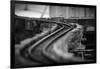 Model Train Tracks in Black and White with Robert Frost Quote-null-Framed Photo