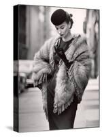 Model Wearing a Fringed Shawl Made of Natural Norwegian Blue Fox, Selling For $750-Gordon Parks-Stretched Canvas