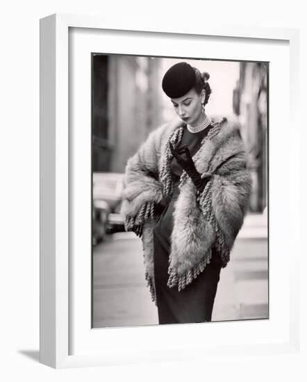 Model Wearing a Fringed Shawl Made of Natural Norwegian Blue Fox, Selling For $750-Gordon Parks-Framed Photographic Print