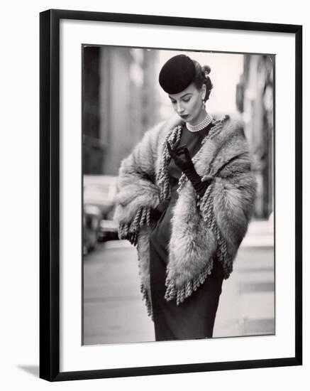 Model Wearing a Fringed Shawl Made of Natural Norwegian Blue Fox, Selling For $750-Gordon Parks-Framed Photographic Print