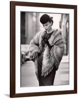 Model Wearing a Fringed Shawl Made of Natural Norwegian Blue Fox, Selling For $750-Gordon Parks-Framed Photographic Print