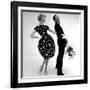 Model Wearing a Puff Ball Skirt and Escort with Roses, 1958-John French-Framed Giclee Print