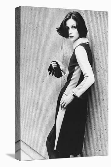 Model Wearing a Striped Two-Piece Dress by Rudi Gernreich-Bob Stone-Stretched Canvas