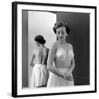 Model Wearing Adhesive Strapless Brassiere Designed by Charles L. Langs, New York, NY, May 1949-Nina Leen-Framed Photographic Print