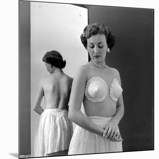 Model Wearing Adhesive Strapless Brassiere Designed by Charles L. Langs, New York, NY, May 1949-Nina Leen-Mounted Photographic Print