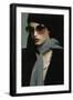 Model Wearing Big Amber Riviera Glasses, Fuzzy Mohair Cap by Irving Paul for Capodors-Bob Stone-Framed Premium Giclee Print