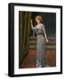 Model Wearing Blue Beaded Robe du Soir, or Evening Dress Designed by Paquin-Boissonnas & Taponier-Framed Photographic Print