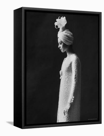 Model Wearing Costume from Collection of Famous Designers-Paul Schutzer-Framed Stretched Canvas