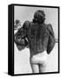 Model Wearing Fur Jacket over Bathing Suit During Walk on Miami's Beac-Alfred Eisenstaedt-Framed Stretched Canvas