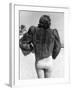 Model Wearing Fur Jacket over Bathing Suit During Walk on Miami's Beac-Alfred Eisenstaedt-Framed Photographic Print