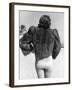 Model Wearing Fur Jacket over Bathing Suit During Walk on Miami's Beac-Alfred Eisenstaedt-Framed Photographic Print