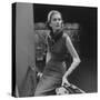 Model Wearing Gray Flannel Sheath and Mink Scarf-Nina Leen-Stretched Canvas