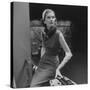 Model Wearing Gray Flannel Sheath and Mink Scarf-Nina Leen-Stretched Canvas