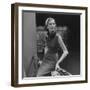 Model Wearing Gray Flannel Sheath and Mink Scarf-Nina Leen-Framed Photographic Print