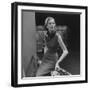 Model Wearing Gray Flannel Sheath and Mink Scarf-Nina Leen-Framed Photographic Print