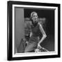 Model Wearing Gray Flannel Sheath and Mink Scarf-Nina Leen-Framed Photographic Print