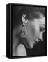 Model Wearing Long 3 1/4 Inch Faux Diamond Earrings-Nina Leen-Framed Stretched Canvas