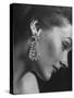 Model Wearing Long 3 1/4 Inch Faux Diamond Earrings-Nina Leen-Stretched Canvas