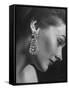 Model Wearing Long 3 1/4 Inch Faux Diamond Earrings-Nina Leen-Framed Stretched Canvas