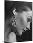 Model Wearing Long 3 1/4 Inch Faux Diamond Earrings-Nina Leen-Mounted Photographic Print