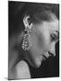 Model Wearing Long 3 1/4 Inch Faux Diamond Earrings-Nina Leen-Mounted Photographic Print