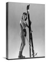 Model Wearing Long Wool Ski Underwear-Gjon Mili-Stretched Canvas