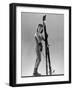 Model Wearing Long Wool Ski Underwear-Gjon Mili-Framed Photographic Print