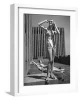 Model Wearing Sunglasses and Swim Suit Sunbathing on Roof of Rockefeller Center-Alfred Eisenstaedt-Framed Photographic Print