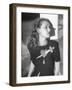 Model Wearing Sweater with Heart Pierced by Jeweled Dagger-Nina Leen-Framed Photographic Print