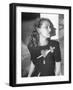 Model Wearing Sweater with Heart Pierced by Jeweled Dagger-Nina Leen-Framed Photographic Print