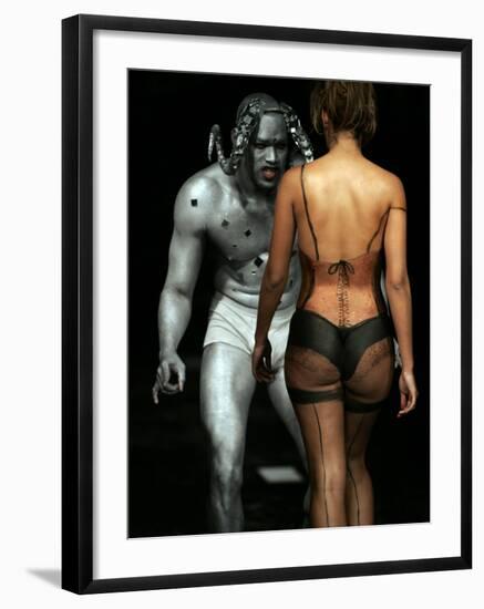 Model Wears Body Art by Ecuadorean John Vargas During the Colombia Exposhow 2009-null-Framed Photographic Print