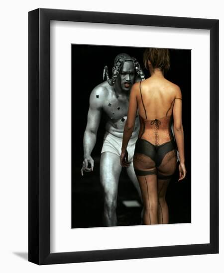 Model Wears Body Art by Ecuadorean John Vargas During the Colombia Exposhow 2009-null-Framed Photographic Print