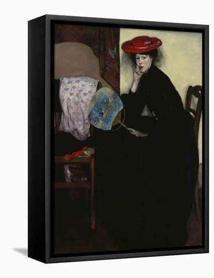 Model with a Japanese Fan-Alfred Henry Maurer-Framed Stretched Canvas