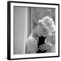 Model with Cap Embracing a Cat, 1960s-John French-Framed Giclee Print