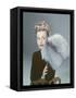 Model with Fur Muff-null-Framed Stretched Canvas