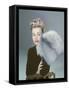 Model with Fur Muff-null-Framed Stretched Canvas