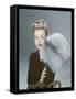 Model with Fur Muff-null-Framed Stretched Canvas