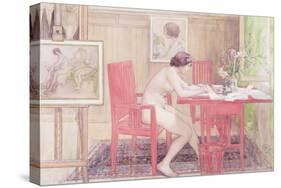 Model Writing Postcards, 1906-Carl Larsson-Stretched Canvas