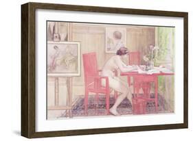 Model Writing Postcards, 1906-Carl Larsson-Framed Giclee Print