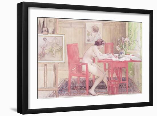 Model Writing Postcards, 1906-Carl Larsson-Framed Giclee Print