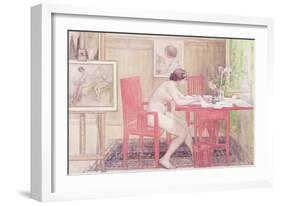 Model Writing Postcards, 1906-Carl Larsson-Framed Giclee Print