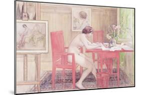 Model Writing Postcards, 1906-Carl Larsson-Mounted Giclee Print