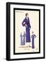 Modeles Originaur: A Blue Overcoat-null-Framed Art Print