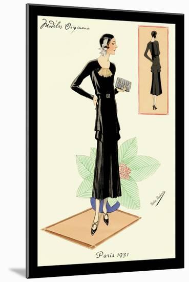 Modeles Originaur: Layered Black Dress-null-Mounted Art Print